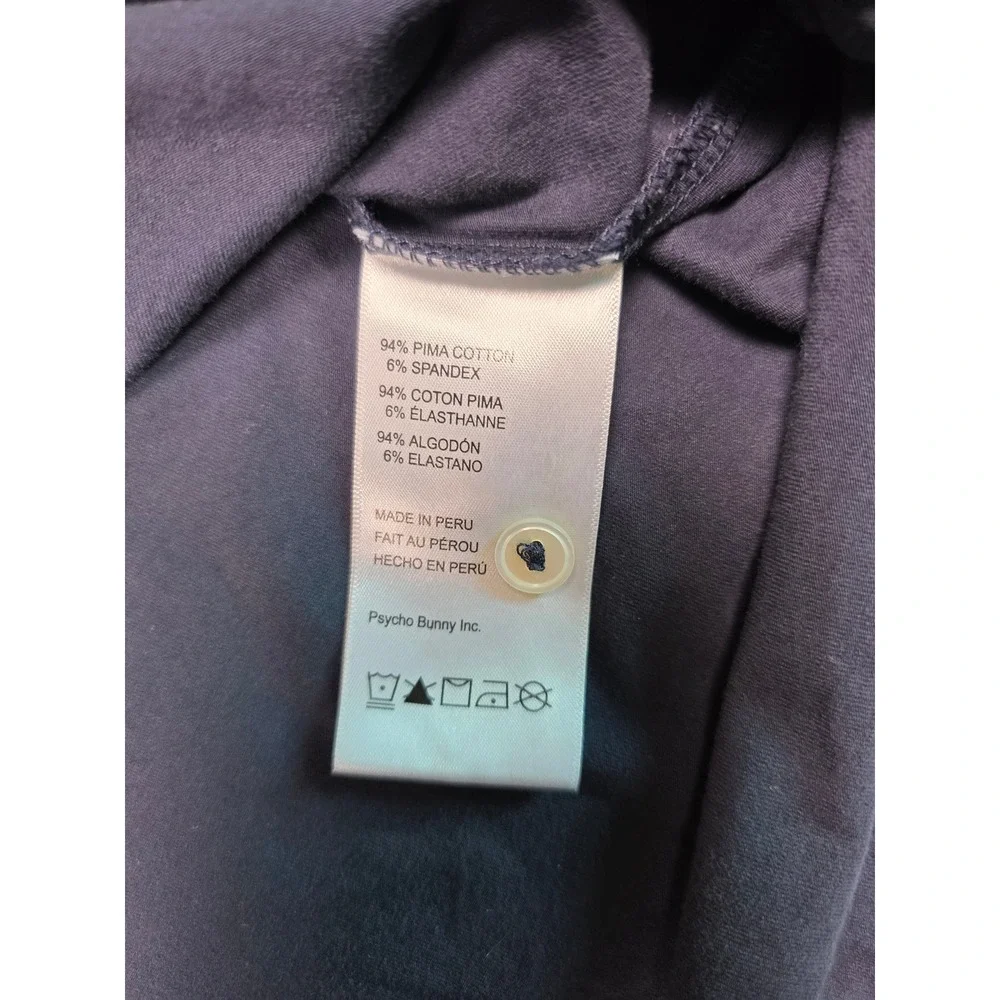 Psycho Bunny Polo Shirt Mens 4XL Navy Blue Pima Cotton Spandex Short Sleeve Logo - Picture 8 of 10